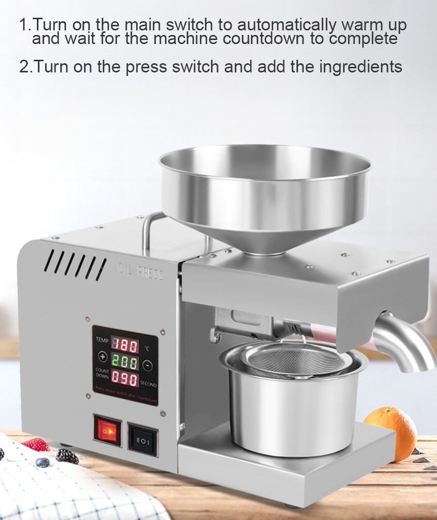 X5S Automatic Household FLaxseed Oil Press Oil Extractor Olive Oil Peanut Oil Press Cold Press Oil Machine 1500W