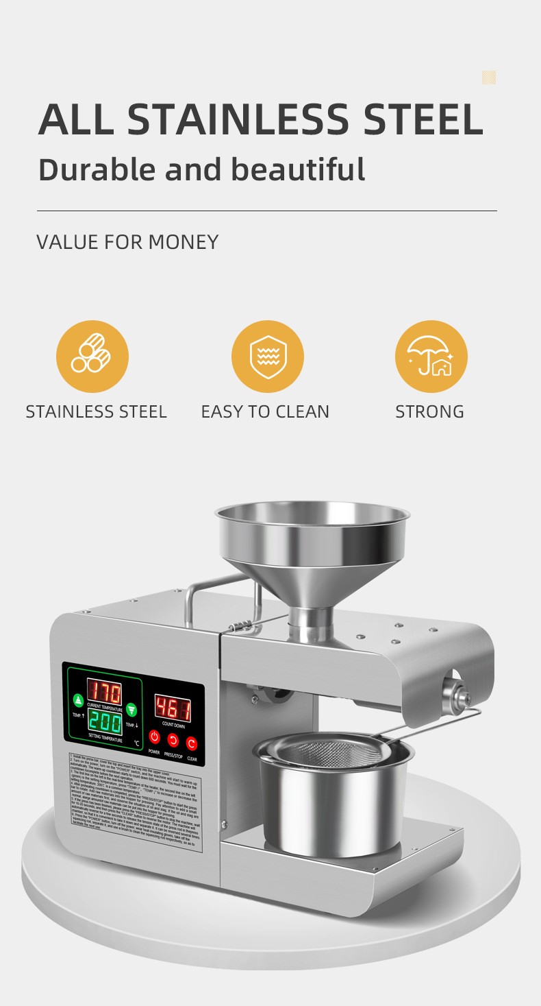 New X8S intelligent temperature control oil press machine household stainless steel oil making machine
