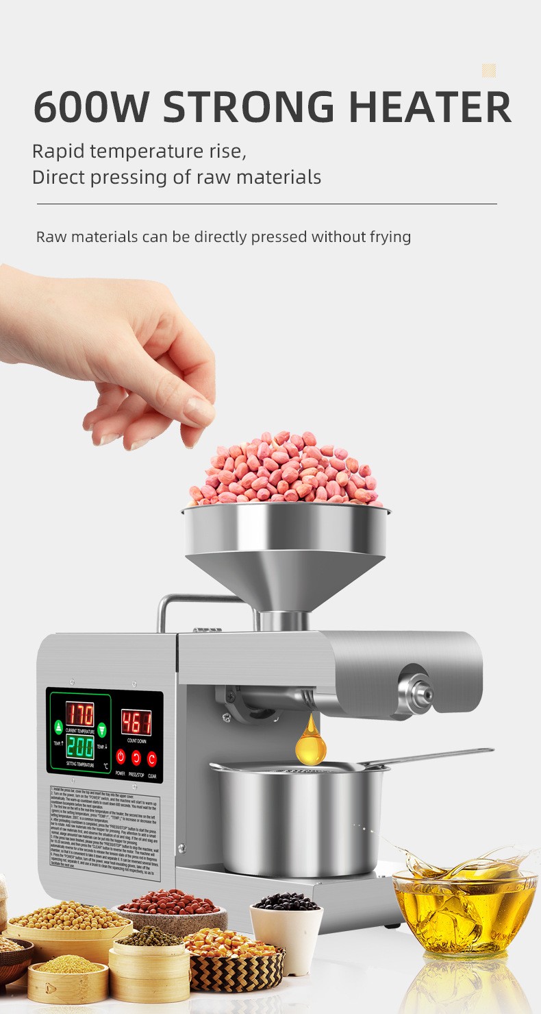 New X8S intelligent temperature control oil press machine household stainless steel oil making machine